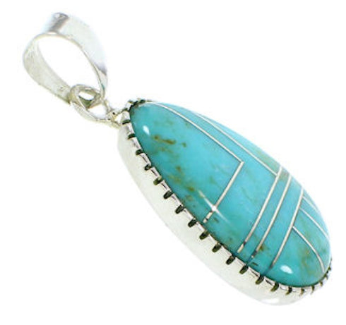 Turquoise Inlay Genuine Sterling Silver Pendant BW74369